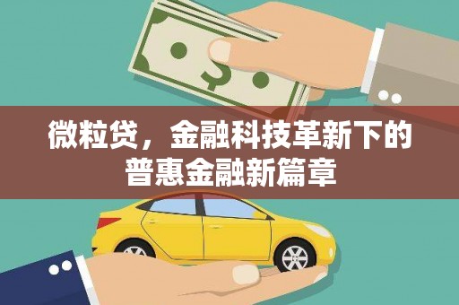 罗东微粒贷，金融科技革新下的普惠金融新篇章