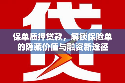 罗东保单质押贷款，解锁保险单的隐藏价值与融资新途径