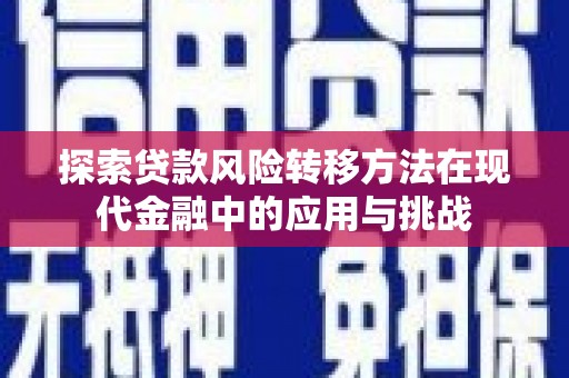 罗东探索贷款风险转移方法在现代金融中的应用与挑战