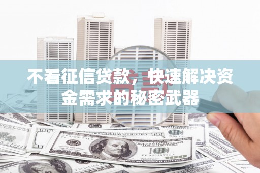罗东不看征信贷款，快速解决资金需求的秘密武器