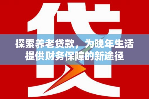 罗东探索养老贷款，为晚年生活提供财务保障的新途径