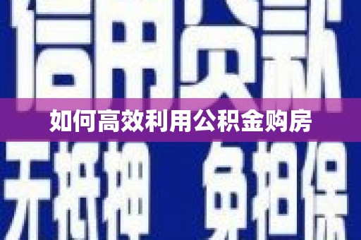 罗东如何高效利用公积金购房
