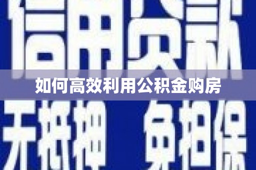 罗东如何高效利用公积金购房